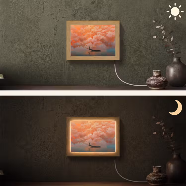 Lightbox - Wandleuchte - Meer - Boot - Wolken - Orange — 3