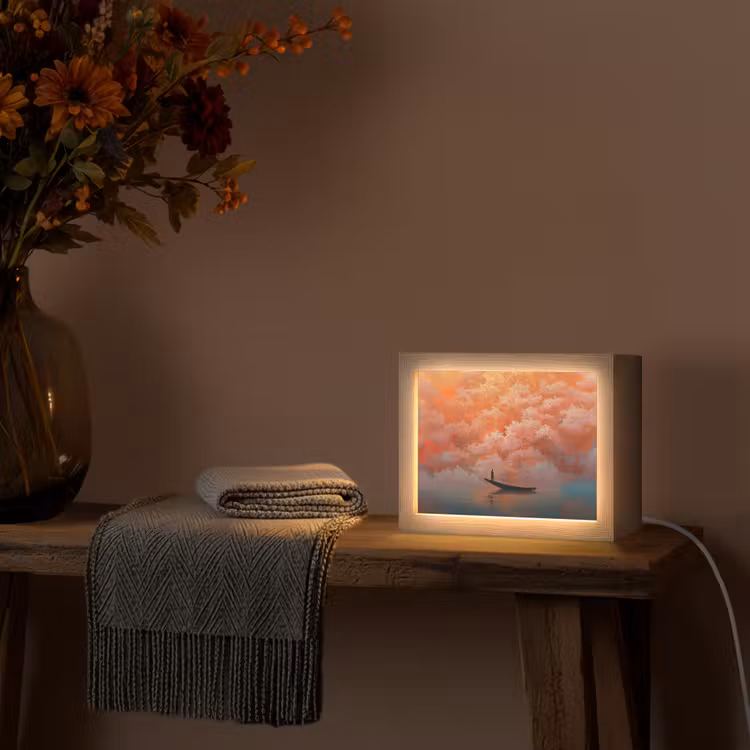 Lightbox - Wandleuchte - Meer - Boot - Wolken - Orange — 5