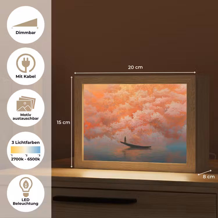 Lightbox - Wandleuchte - Meer - Boot - Wolken - Orange — 9