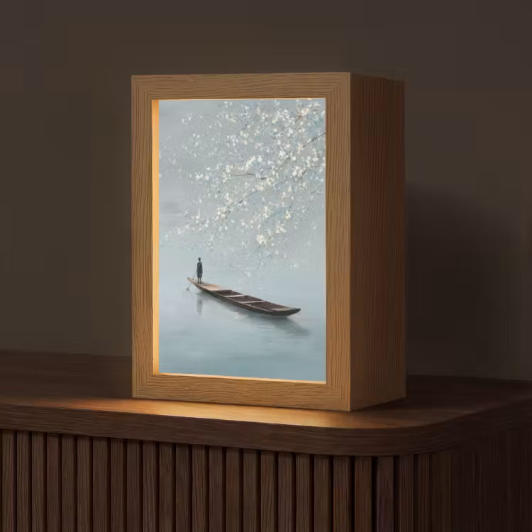 Tischlampe - Blüten - Minimalistisch - Wasseroberfläche - Boot — 1