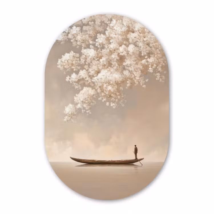 Forexbild Oval - Blüten - Weiß - Boot - Minimalistisch — 1