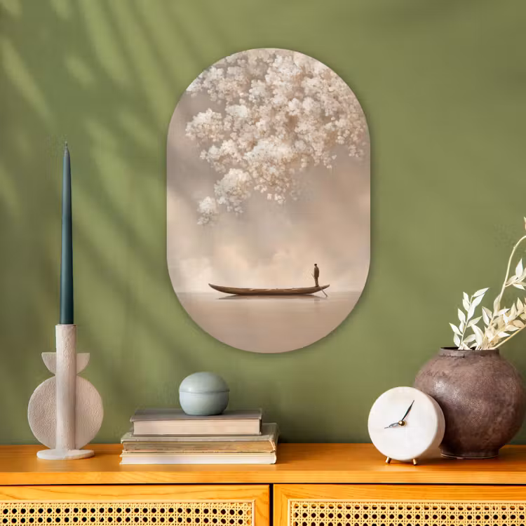 Forexbild Oval - Blüten - Weiß - Boot - Minimalistisch — 3