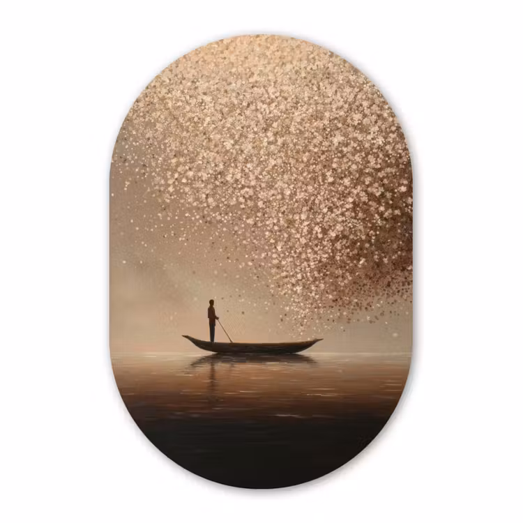 Forexbild Oval - Boot - Blätter - Gold - Wasser — 1