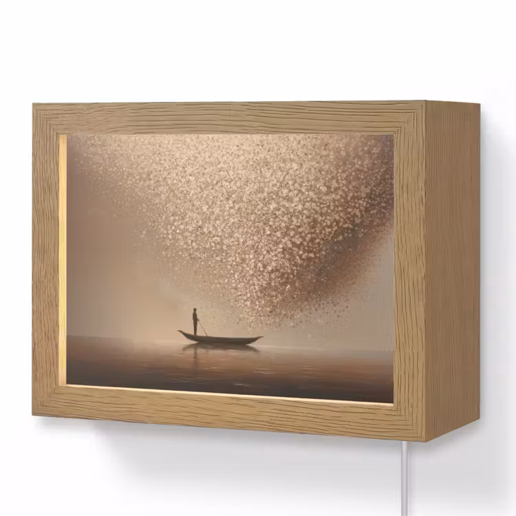 Lightbox - Wandleuchte - Boot - Blätter - Gold - Wasser — 1