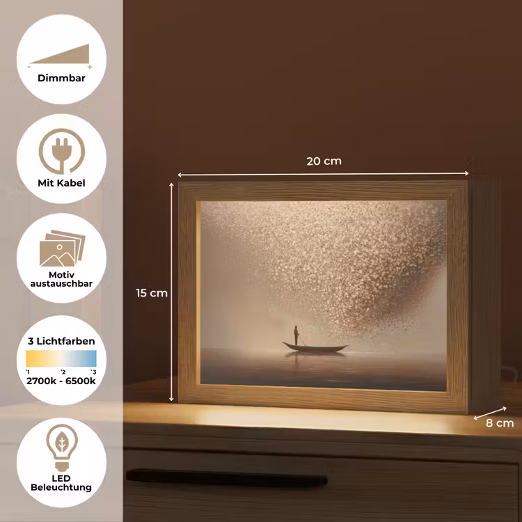 Lightbox - Wandleuchte - Boot - Blätter - Gold - Wasser — 9