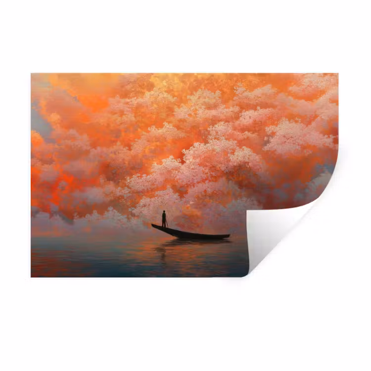 Wandtattoo – Meer - Boot - Wolken - Orange — 1