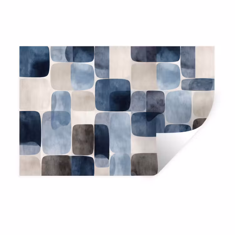 Wandtattoo – Muster - Blau - Quadrate — 1
