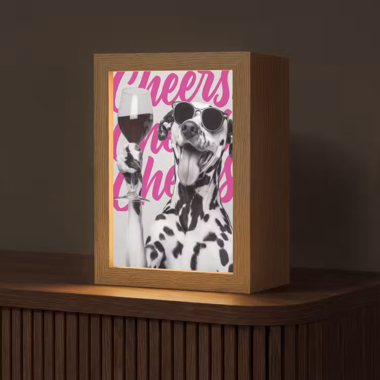 Tischlampe - Prost - Hund - Rosa - Wein — 1