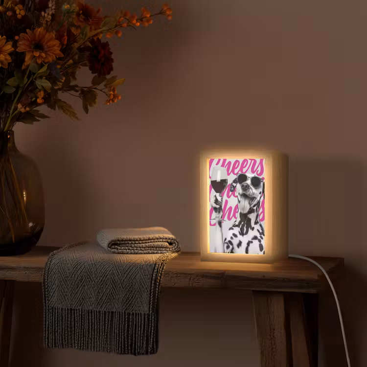 Tischlampe - Prost - Hund - Rosa - Wein — 3