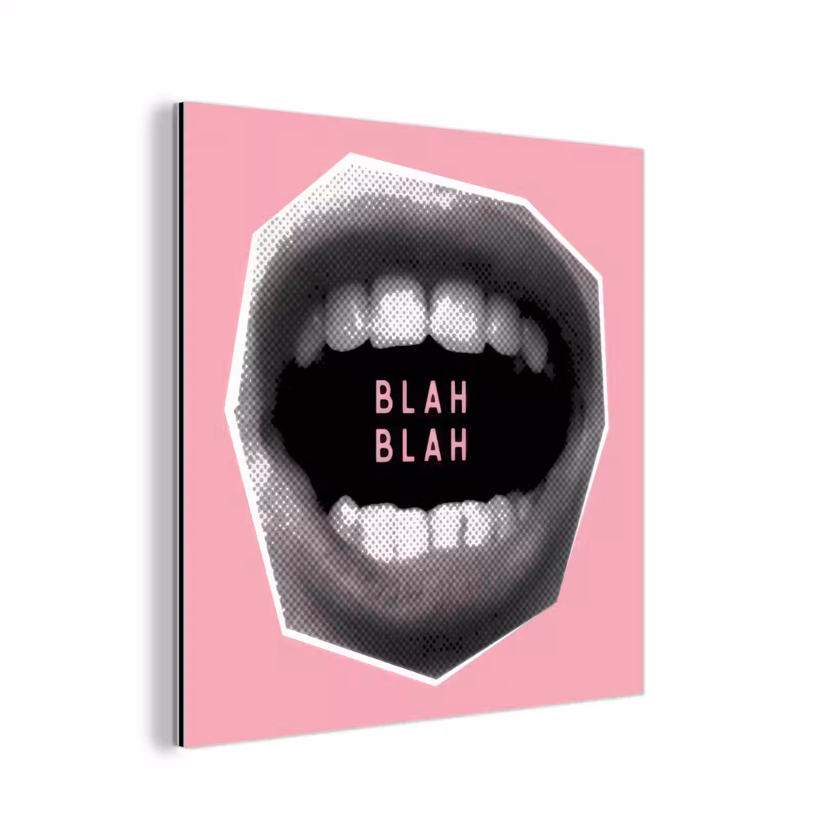 Alu-Dibond-Bild - Mund - BLAH BLAH - Rosa — 1