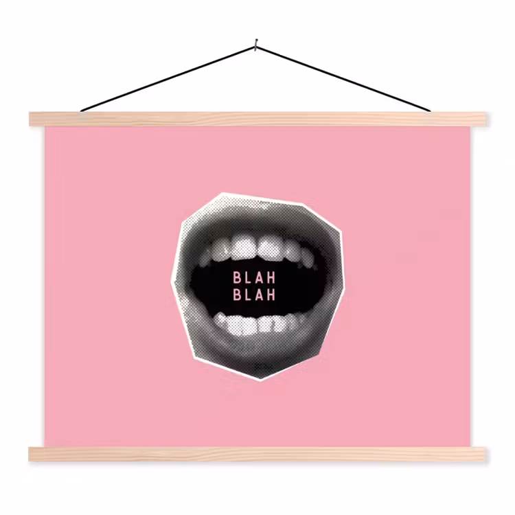 Stoffbild - Mund - BLAH BLAH - Rosa — 1