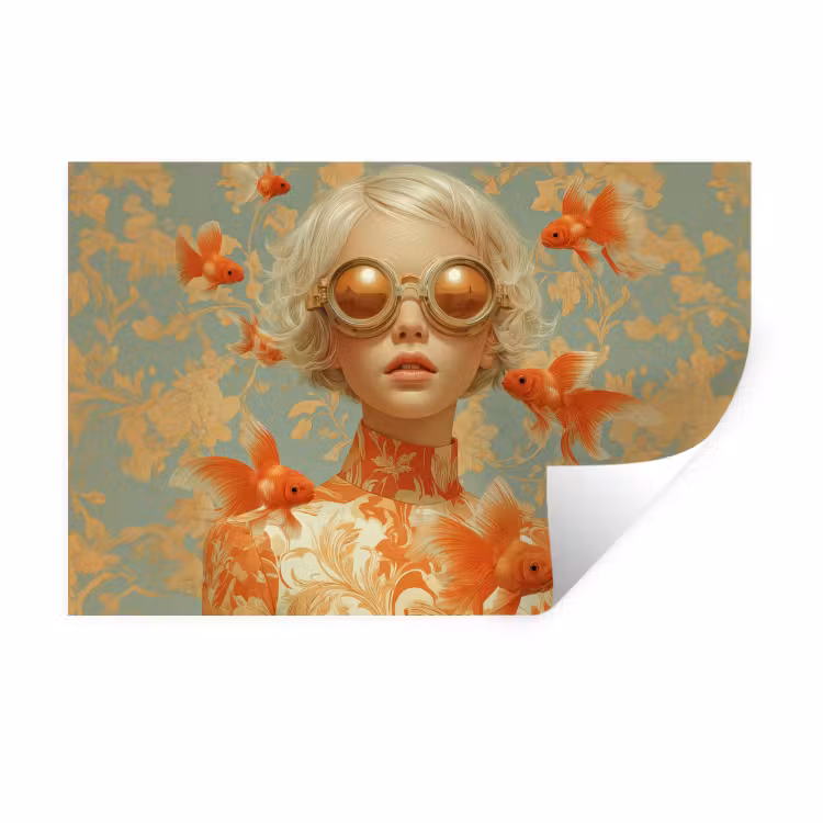 Wandtattoo – Goldfisch - Orange - Weiblich - Blond — 1