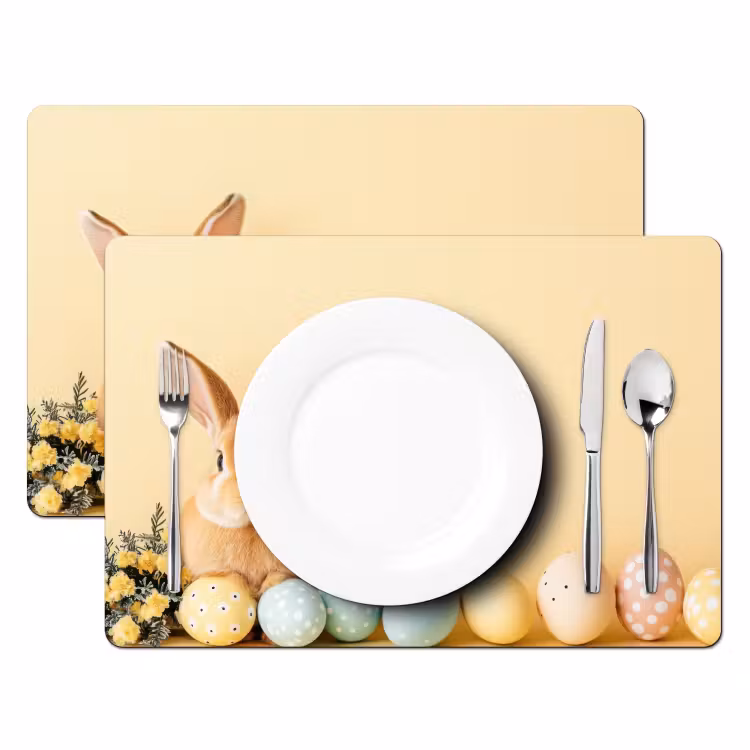 Tischset - 6 Stück - Eier - Kaninchen - Pastellfarbtöne — 2