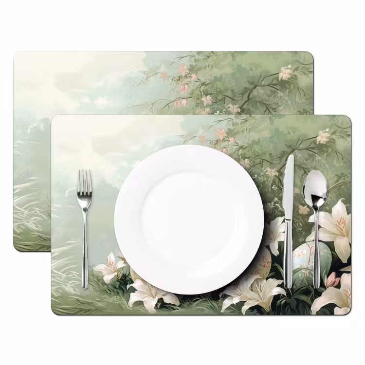 Tischset - 6 Stück - Ostereier - Pastelltöne - Blumen — 2