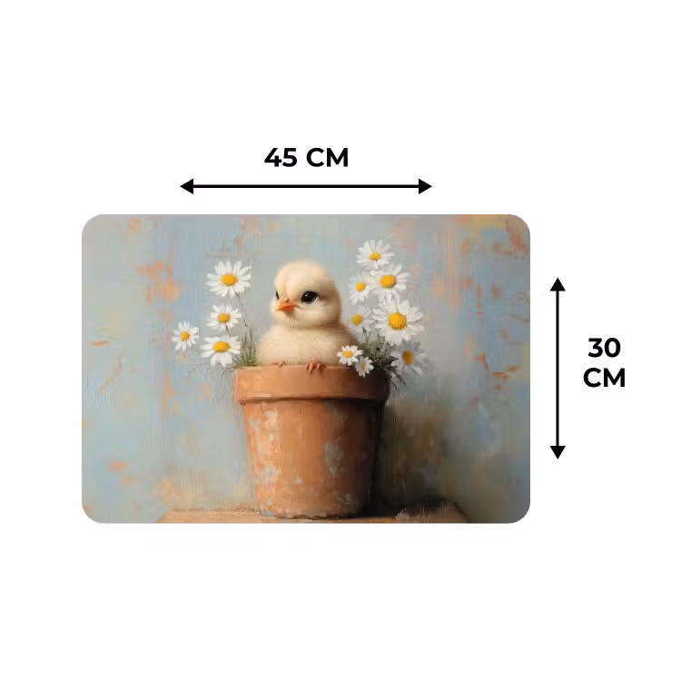 Tischset - 6 Stück - Blumentopf - Küken - Blumen — 3