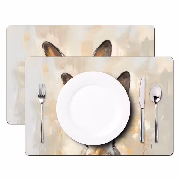 Tischset - 6 Stück - Hase - Ohren - Braun — 2