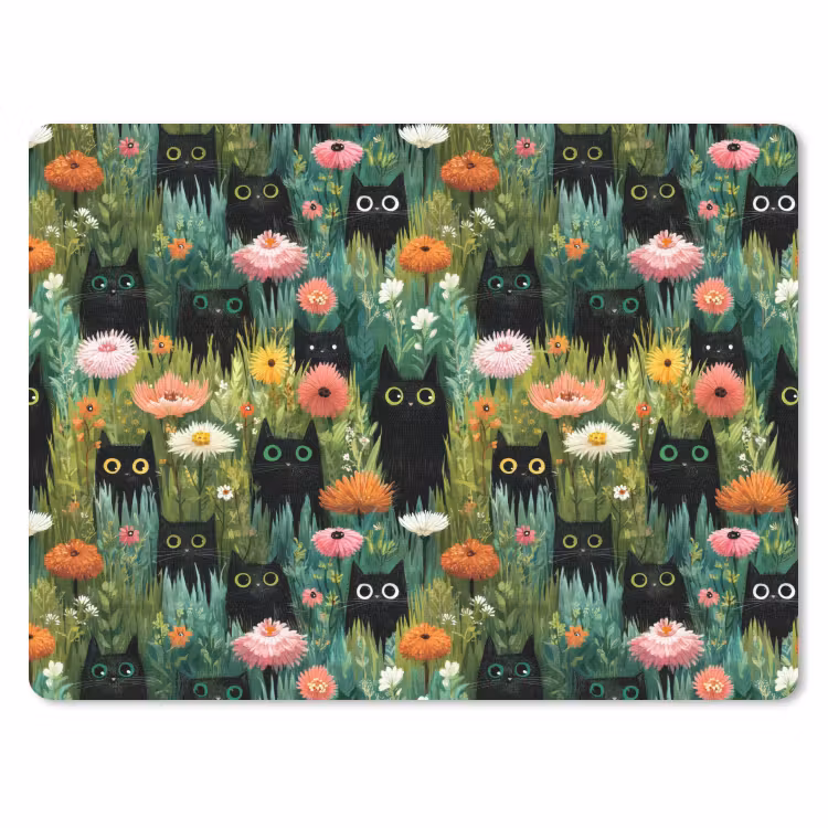 Mauspad - Katzen - Blumen - Farbenfroh — 1