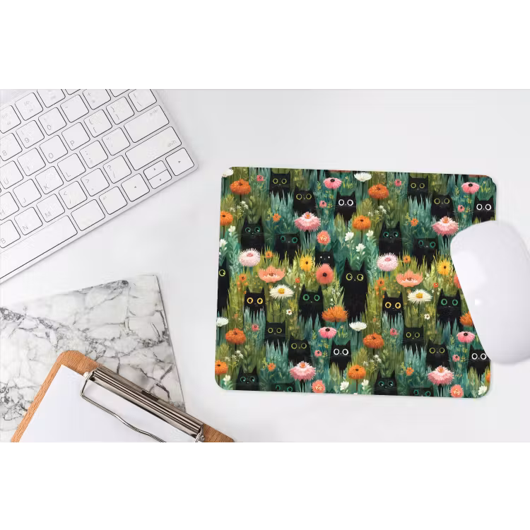 Mauspad - Katzen - Blumen - Farbenfroh — 2