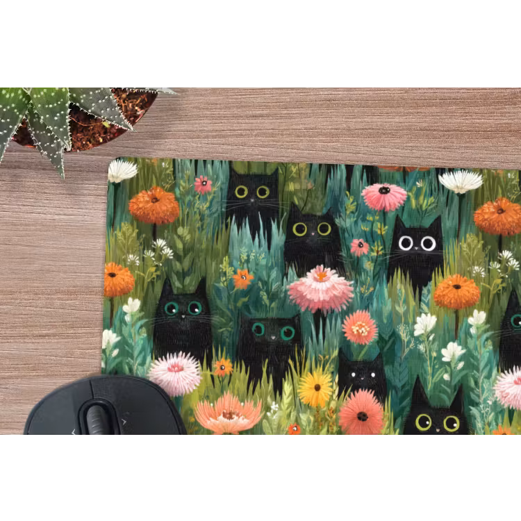 Mauspad - Katzen - Blumen - Farbenfroh — 4