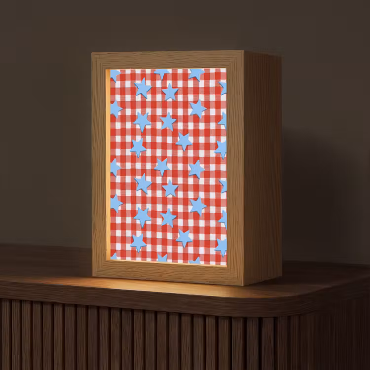 Tischlampe - Kariert - Sterne - Rot — 1