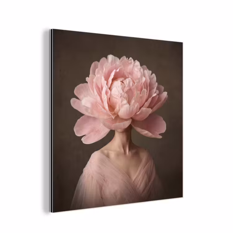 Alu-Dibond-Bild - Gesicht - Rose - Rosa — 1
