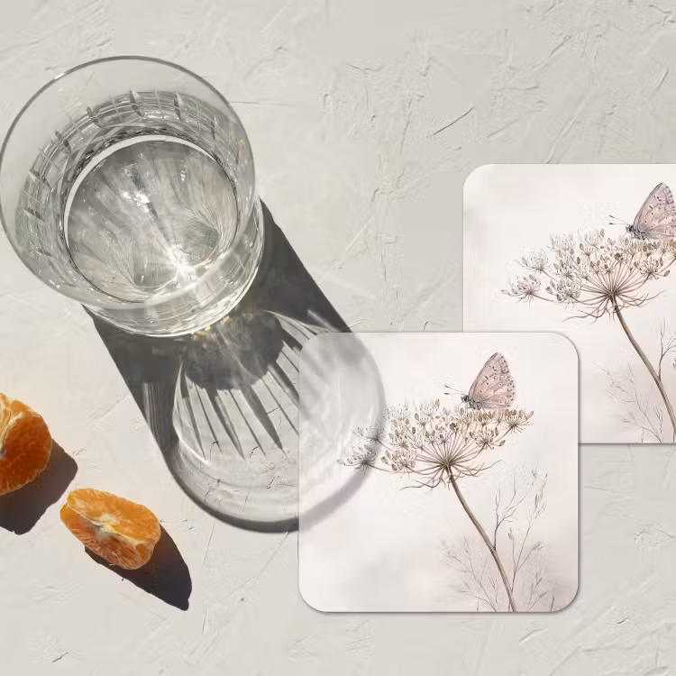 Untersetzer​ - Schmetterling - Blume - Natur - Beige — 2