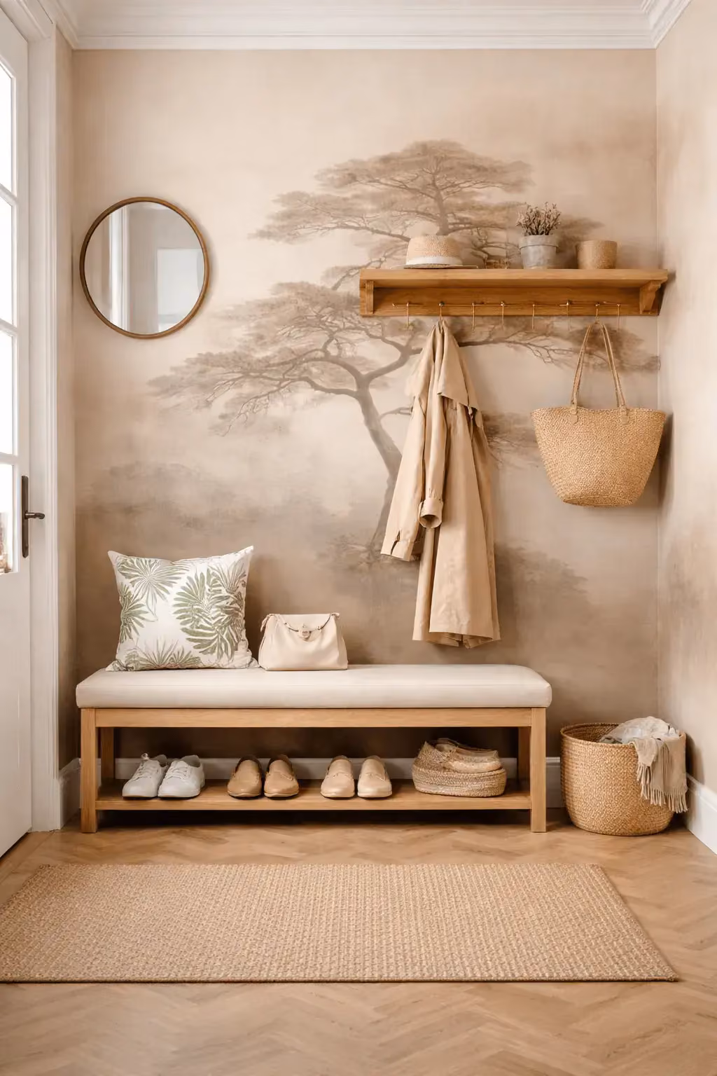 flur tapete ideen beige flur