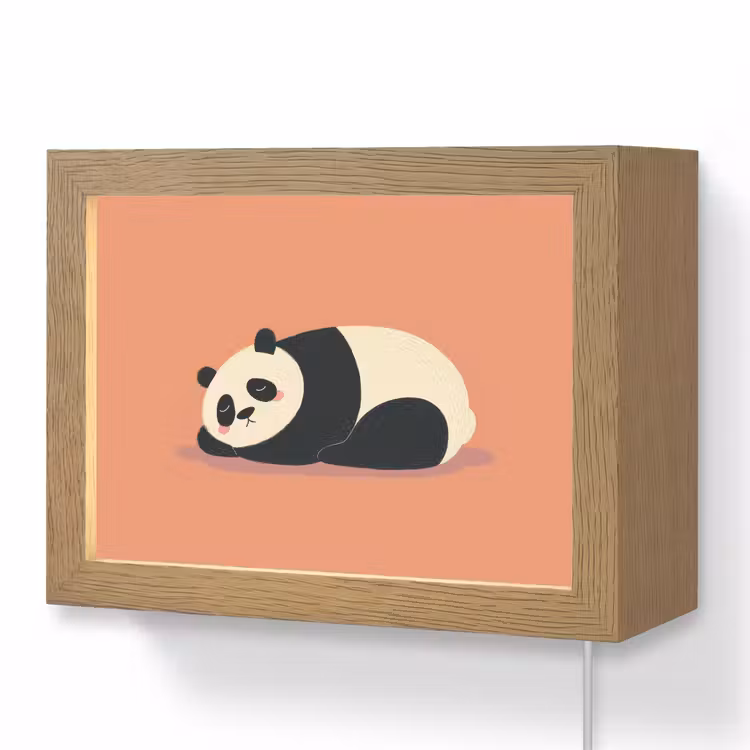 Lightbox - Wandlampe - Kinderzimmer - Panda - Schlafen - Orange — 1