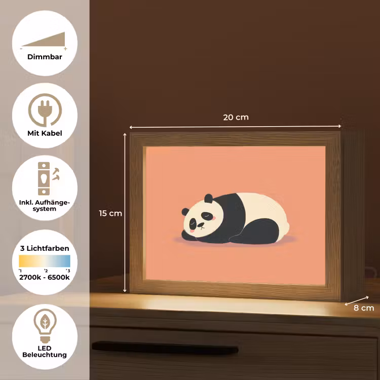 Lightbox - Wandlampe - Kinderzimmer - Panda - Schlafen - Orange — 8
