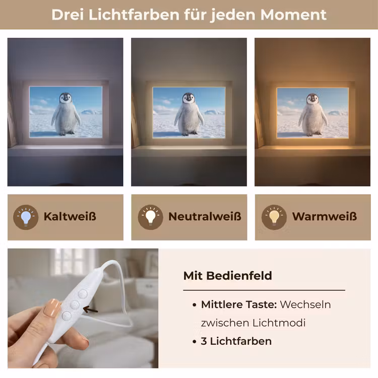 Lightbox - Wandlampe - Kinderzimmer - Pinguin - Schnee - Landschaft - Weiß — 7