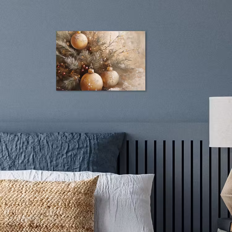 Poster - Weihnachten - Kugeln - Beige - Gold — 3