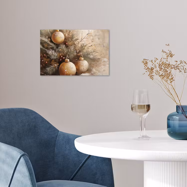 Poster - Weihnachten - Kugeln - Beige - Gold — 4