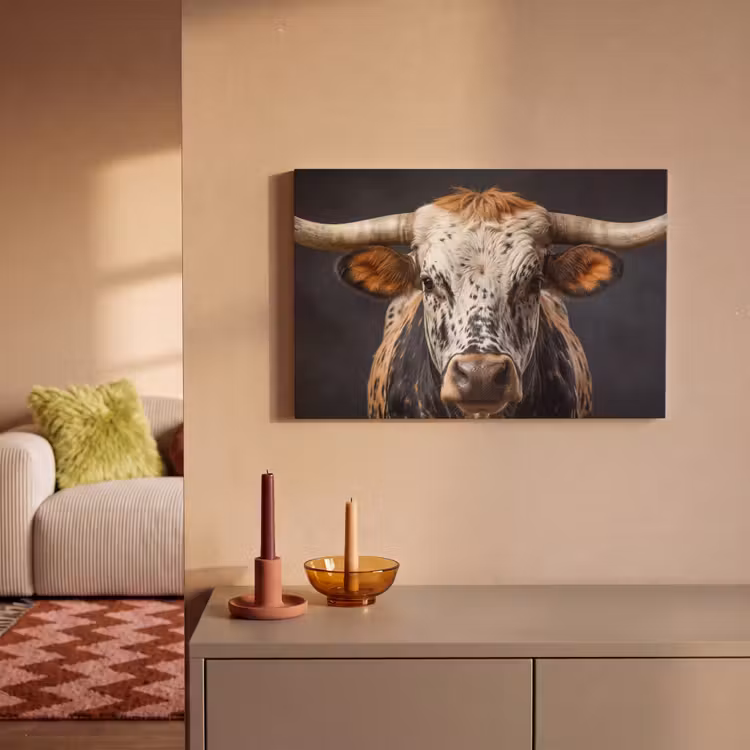 Leinwandbild - Taurus - Farbenfroh - Hörner — 2