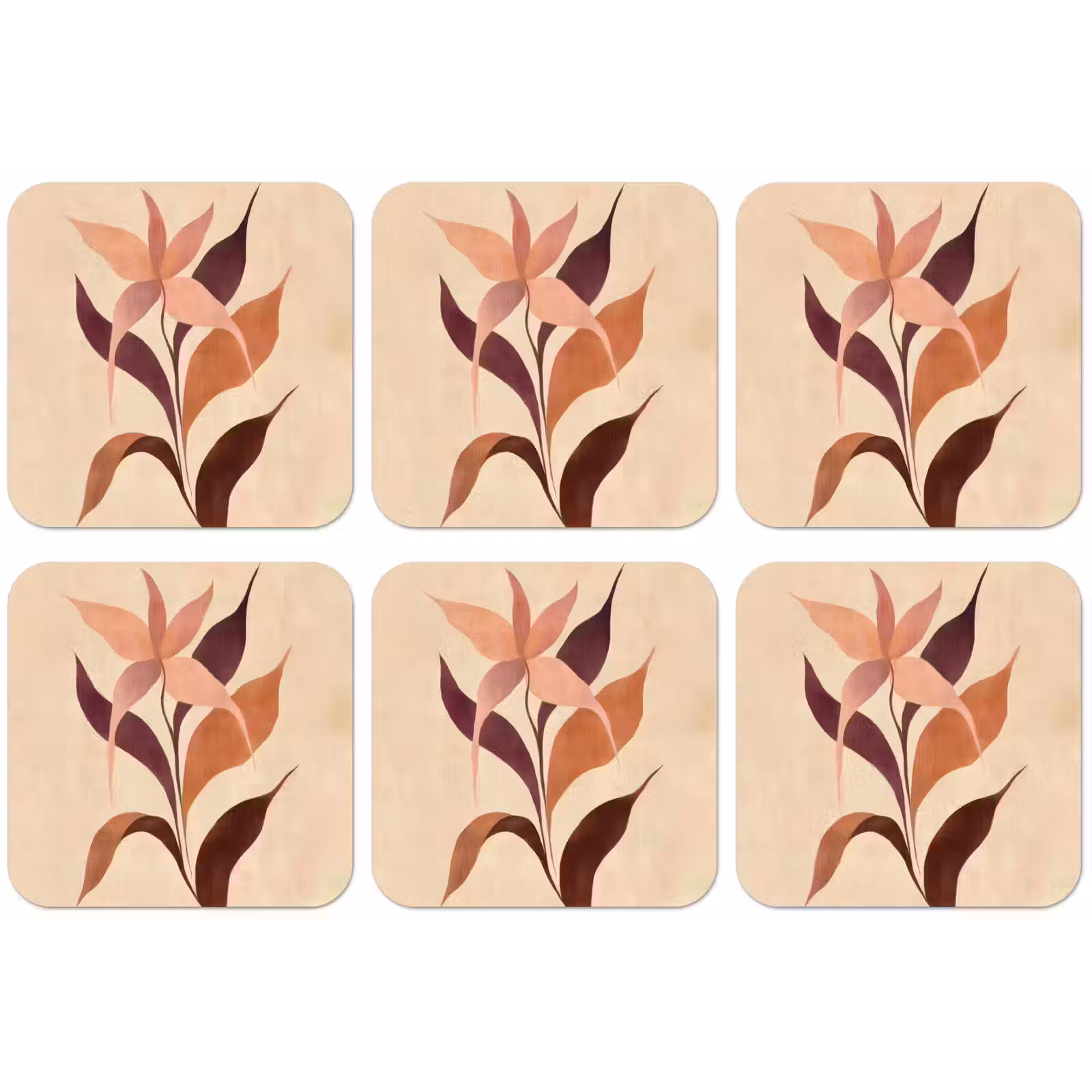 Untersetzer - Minimalistisch - Blume - Blätter - Beige — 1