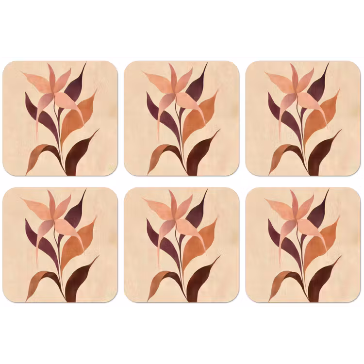 Untersetzer - Minimalistisch - Blume - Blätter - Beige — 1