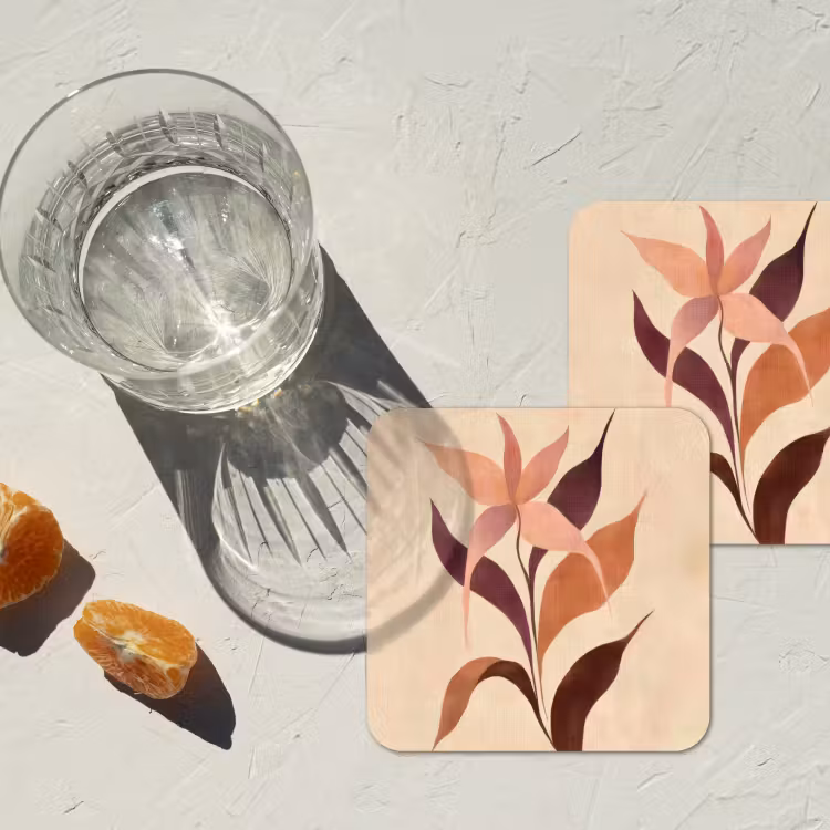 Untersetzer - Minimalistisch - Blume - Blätter - Beige — 2