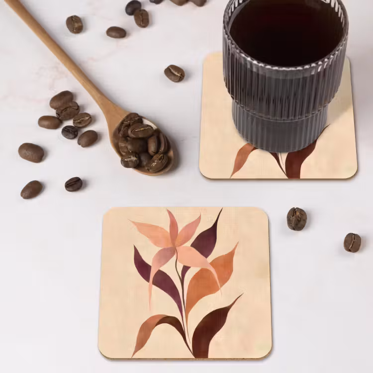 Untersetzer - Minimalistisch - Blume - Blätter - Beige — 4