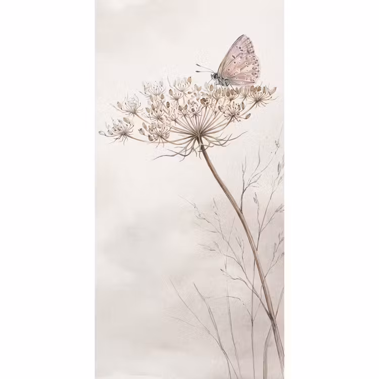 Tapete - Schmetterling - Blume - Natur - Beige — 2