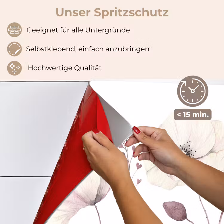 Spritzschutz Küche - Blumen - Pastell - Pflanzen - Weiß — 5