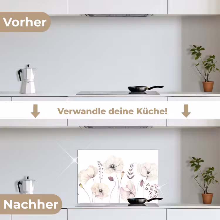 Spritzschutz Küche - Blumen - Pastell - Pflanzen - Weiß — 7