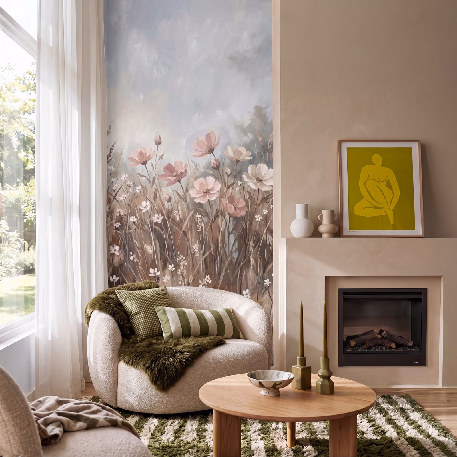 Tapete - Blumen - Botanisch - Malerei - Pastell - Rustikal — 1