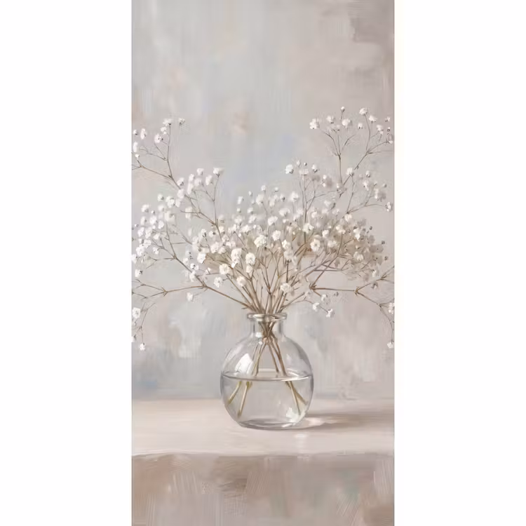 Tapete - Vase - Gipskraut - Weiß — 2