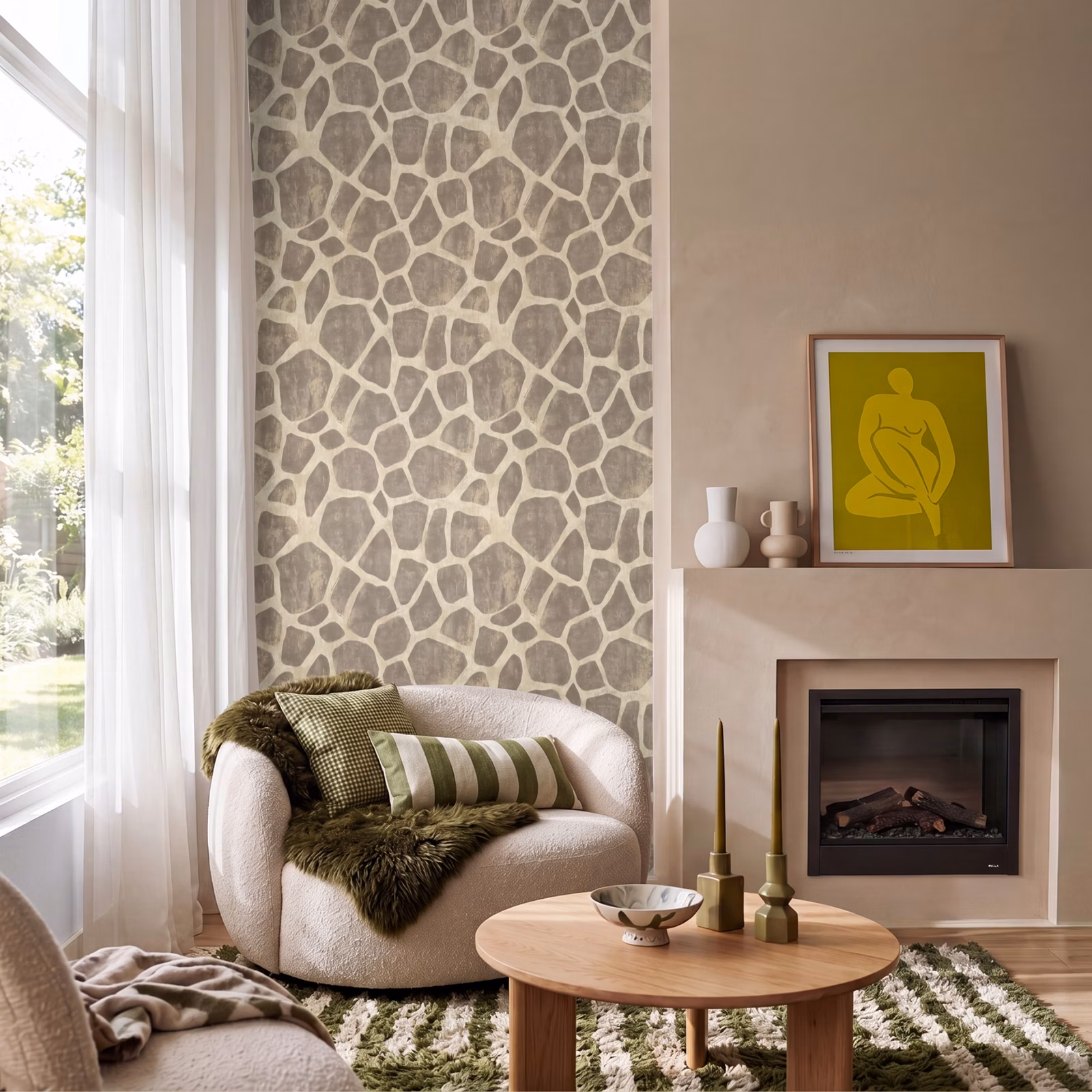 Tapete - Giraffe - Muster - Beige - Braun — 1