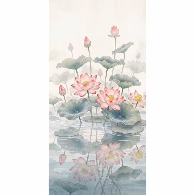 Tapete - Aquarell - Lotusblumen - Farbenfroh — 2