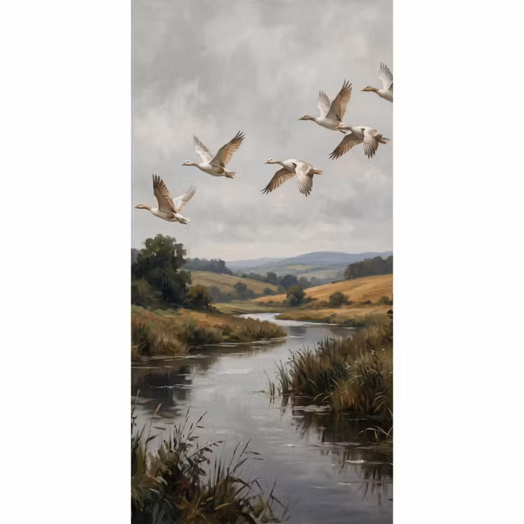 Tapete - Enten - Fluss - Landschaft - Flug - Nostalgisch — 2