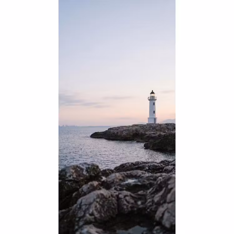 Tapete - Felsen - Leuchtturm - Weiß — 2