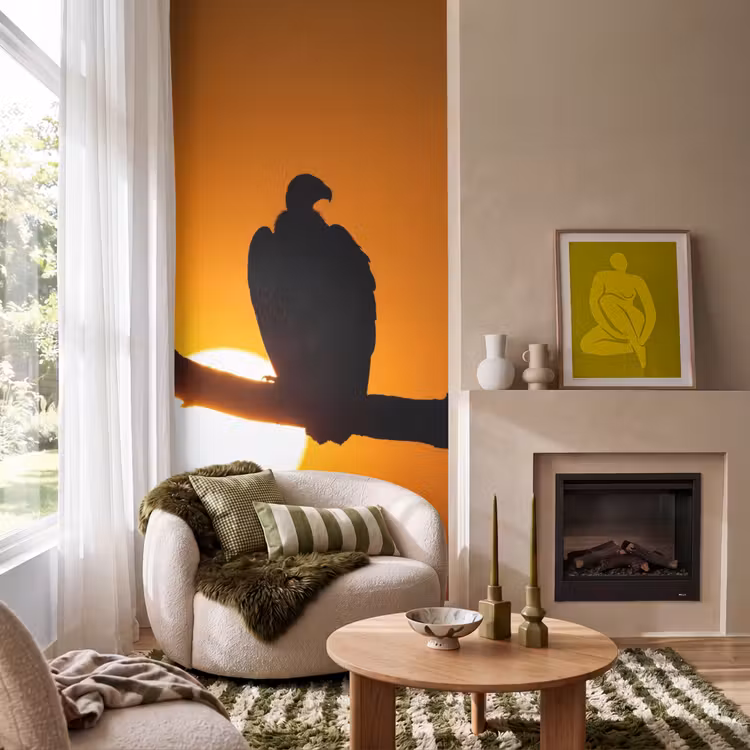 Tapete - Geier - Zweig - Sonne - Orange — 1