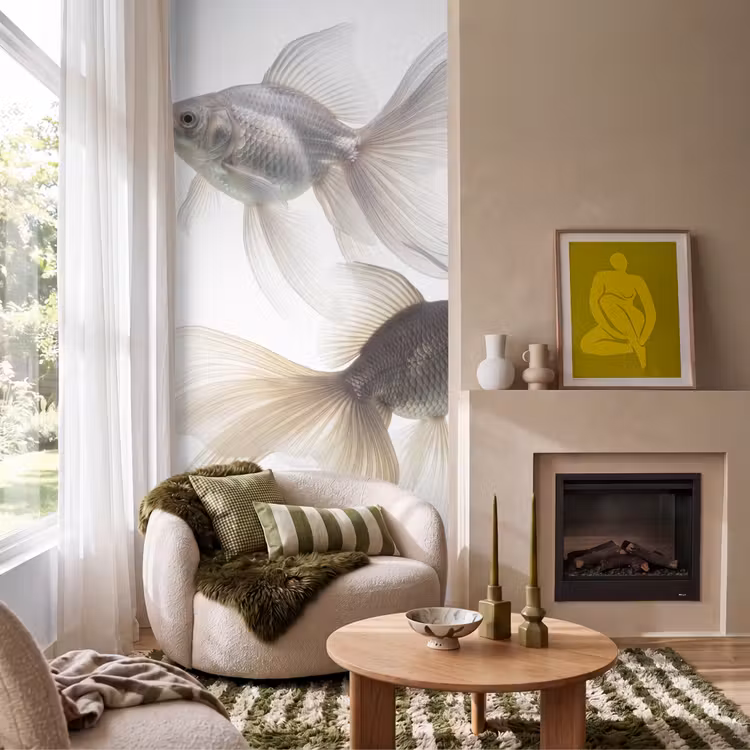 Tapete - Goldfisch - Modern - Weiß — 1