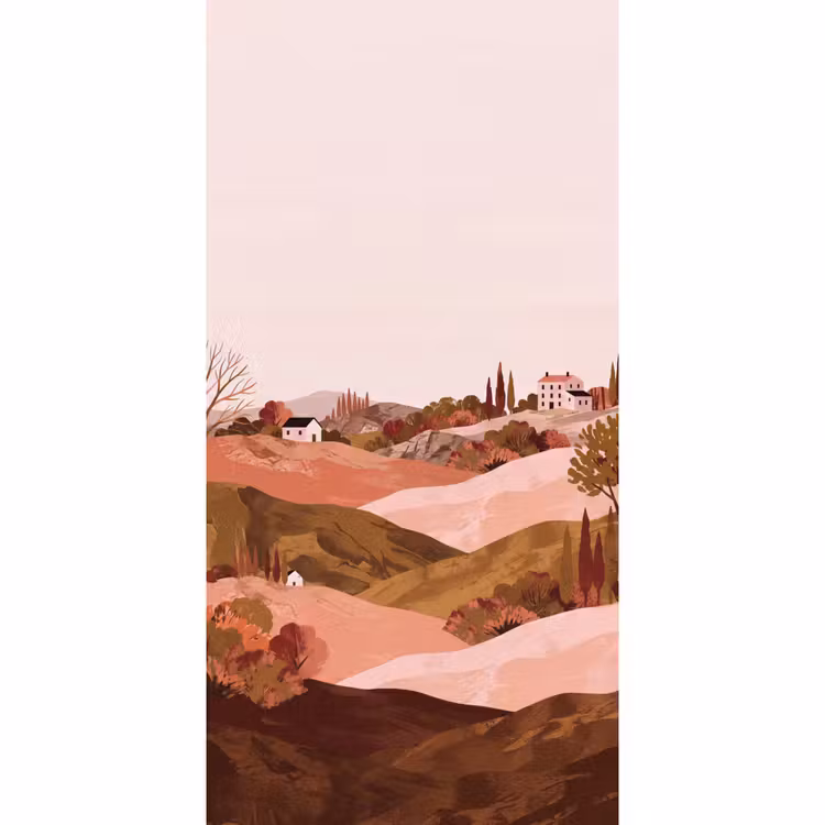 Tapete - Hügellandschaft - Grafik - Terrakotta — 2