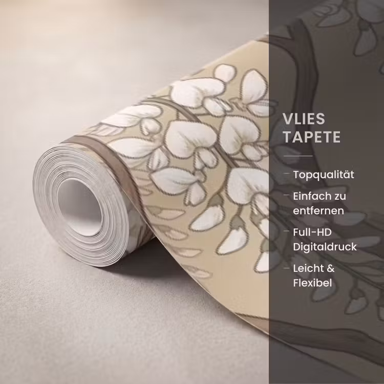 Tapete - Kranich - Wasser - Beige — 3